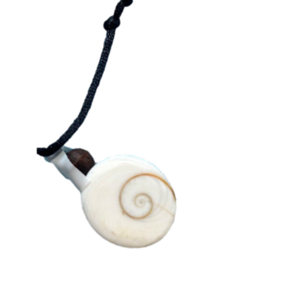 Shiva Eye Shell Necklace with wire on fabric cord. 8.7 g. 18in
